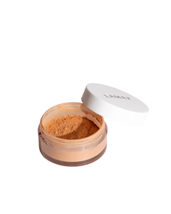 Sunkissed Bronzer by LAMAV — open jar with lid on beige backdrop | achieve a healthy bronzed look