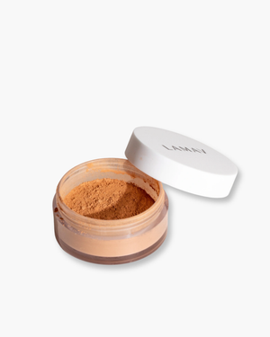 Sunkissed Bronzer by LAMAV — open jar with lid on beige backdrop | achieve a healthy bronzed look