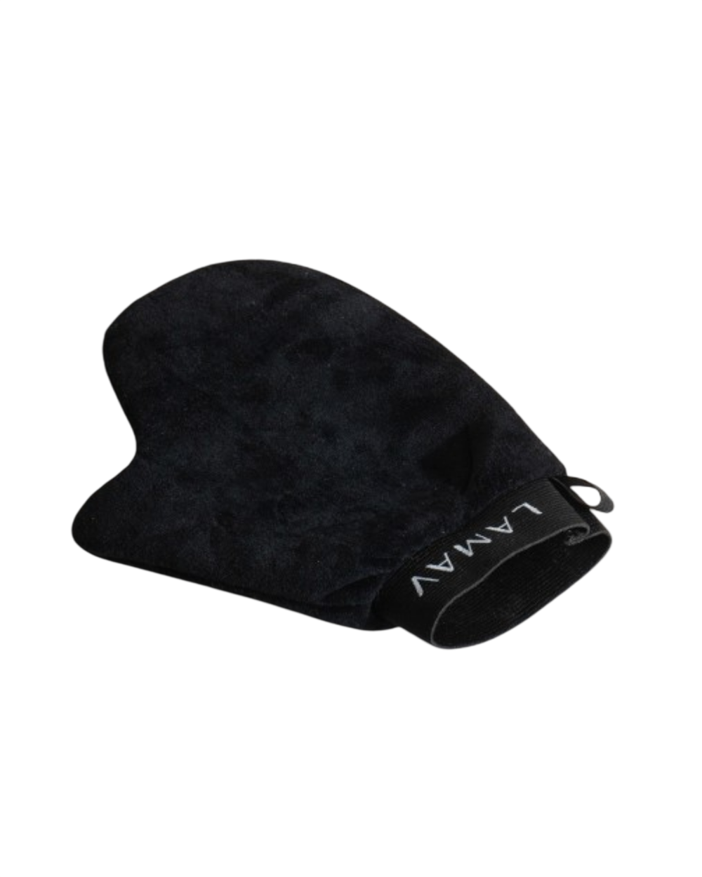 Tan Application Mitt by LAMAV — black velvet mitt angled on white background | protects hands from stains