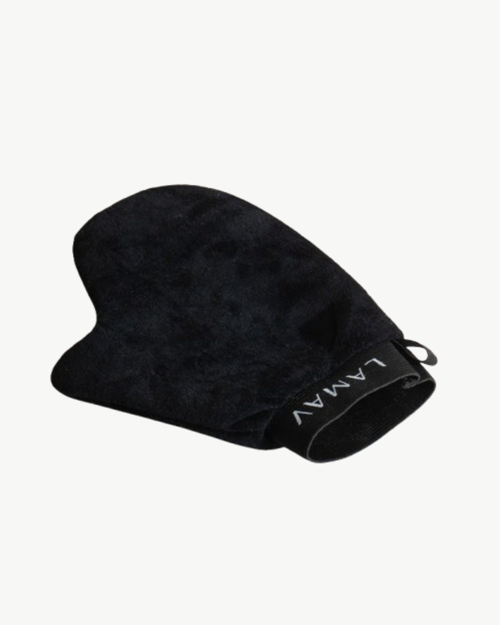 Tan Application Mitt by LAMAV — black velvet mitt angled on white background | protects hands from stains
