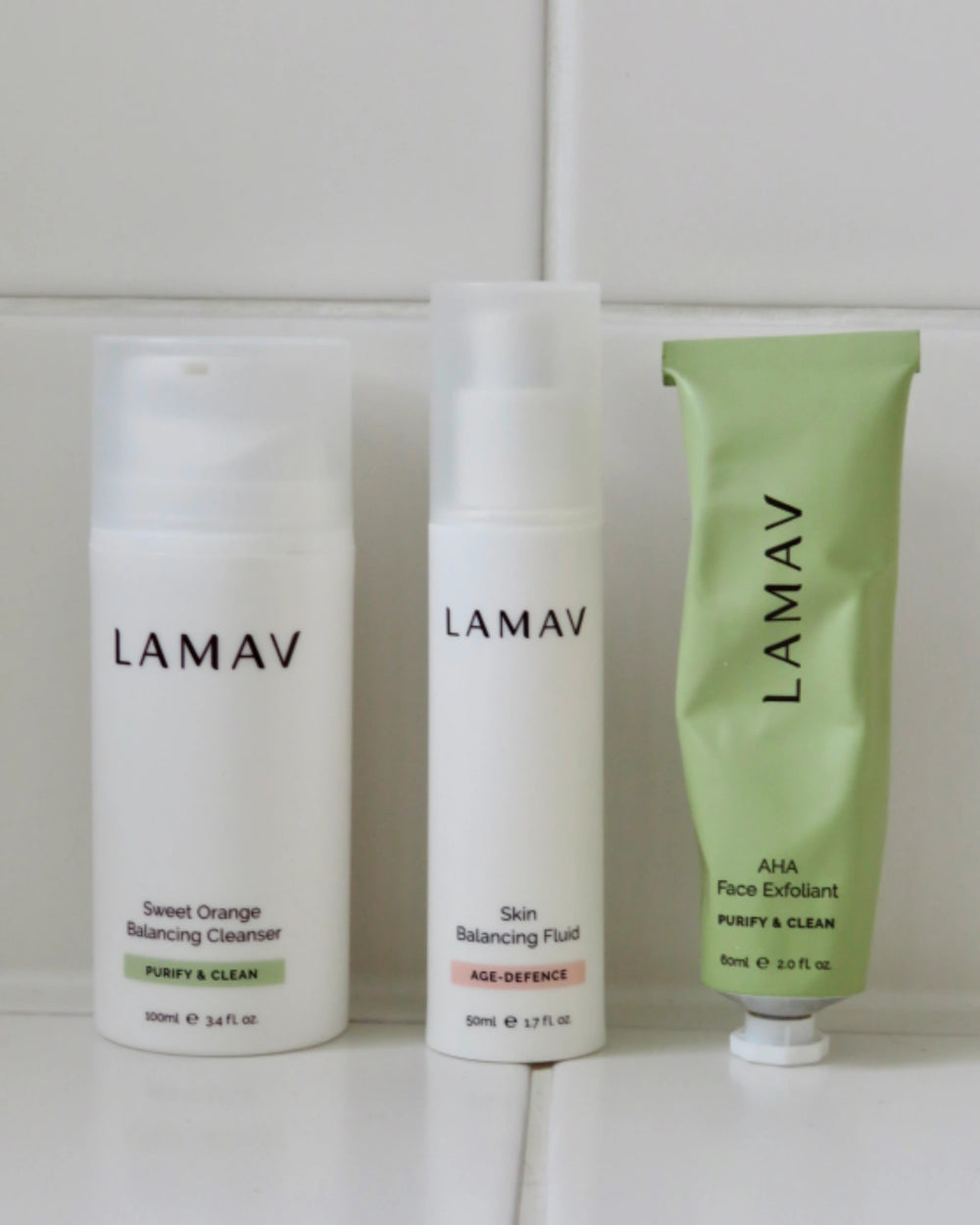 Teen Clear Complexion Kit by LAMAV — three products isolated on a white background | daily clear skin essentials