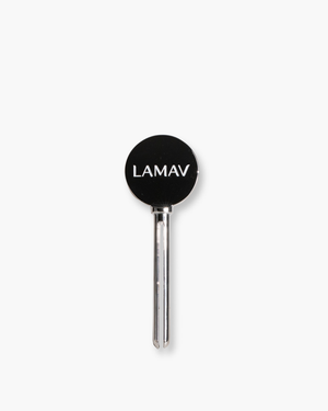 Tube Key by LAMAV — silver key standing upright in frontview | sleek minimalist design