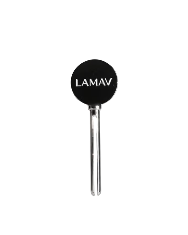Tube Key by LAMAV — silver key standing upright in frontview | sleek minimalist design