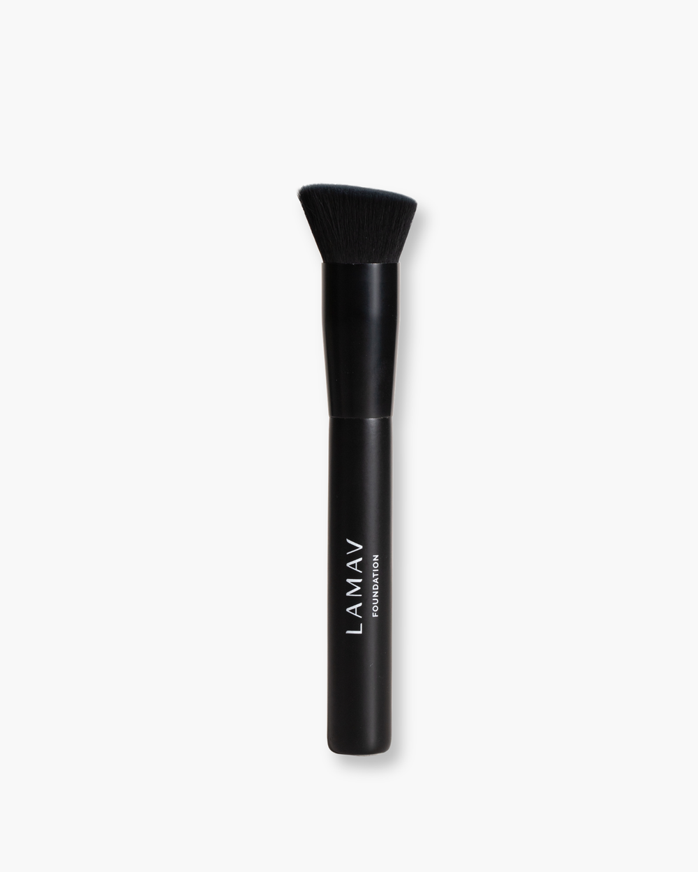Vegan Foundation Brush by LAMAV — black brush standing upright on white background | cruelty-free makeup tool