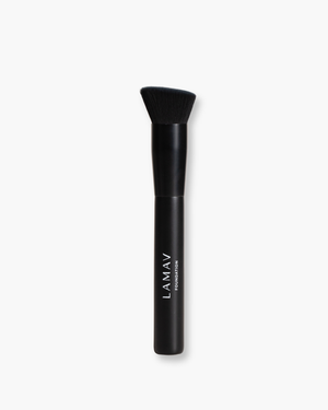 Vegan Foundation Brush by LAMAV — black brush standing upright on white background | cruelty-free makeup tool