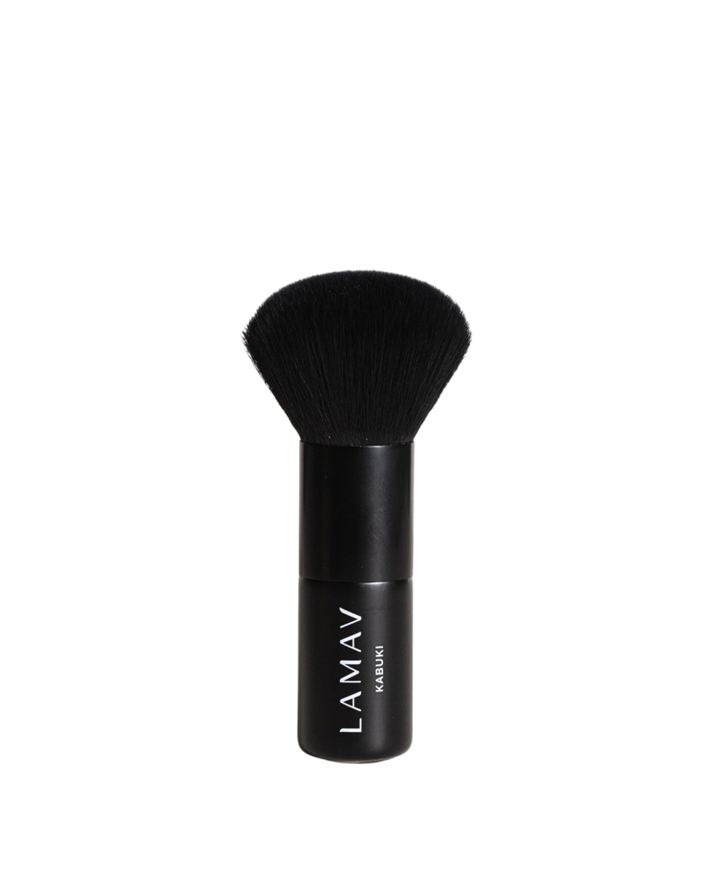 Vegan Kabuki Brush by LAMAV — black makeup brush isolated on white | soft synthetic bristles for mineral powder