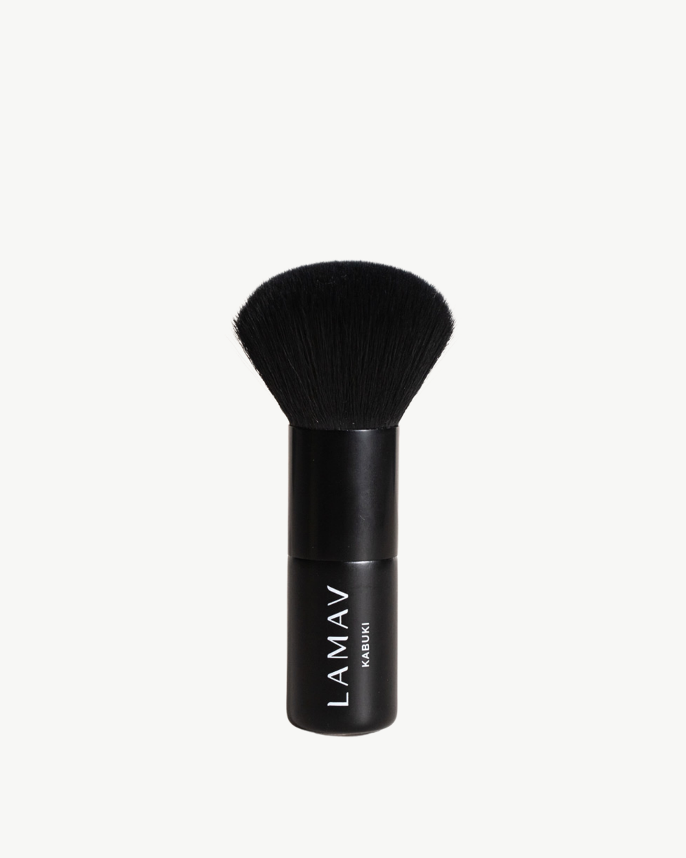 Vegan Kabuki Brush by LAMAV — black makeup brush isolated on white | soft synthetic bristles for mineral powder