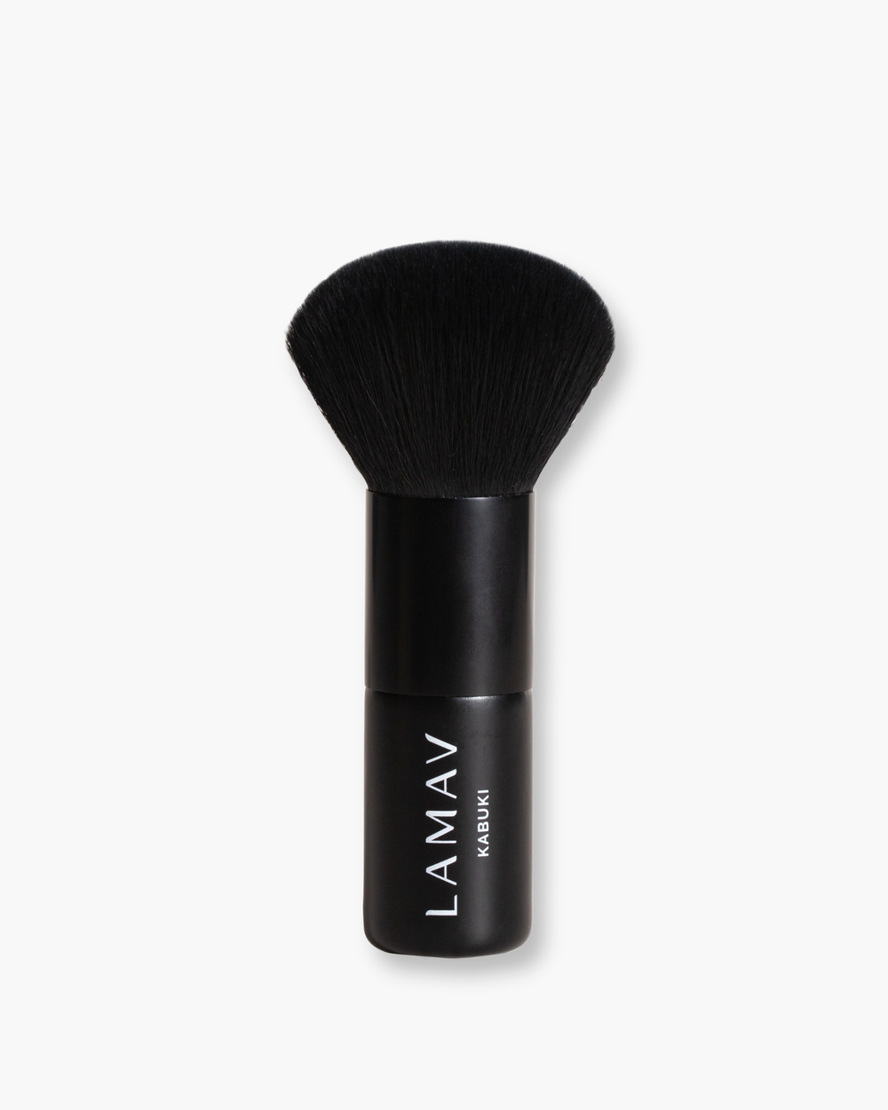 Vegan Kabuki Brush by LAMAV — black makeup brush isolated on white | soft synthetic bristles for mineral powder