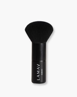 Vegan Kabuki Brush by LAMAV — black makeup brush isolated on white | soft synthetic bristles for mineral powder